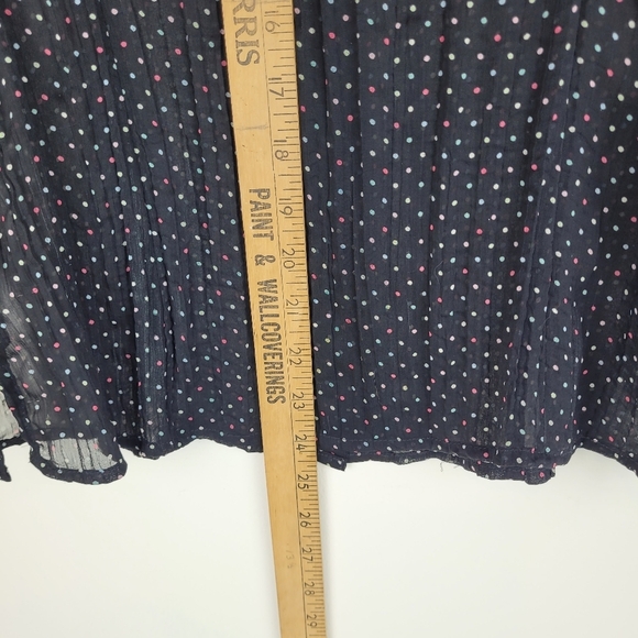 Croft & Barrow sheer black 3/4 sleeve button up colored polka dots whimsigoth M - Picture 6 of 13